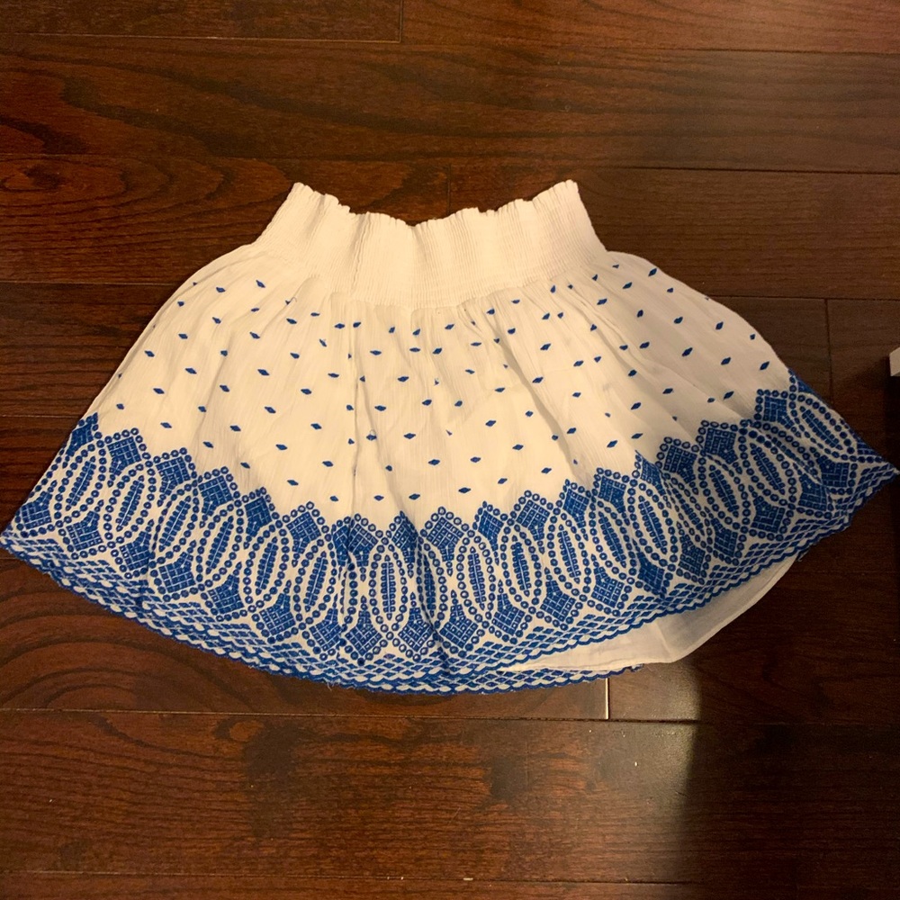 J CREW Ruched waist embroidered skirt
